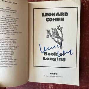 Leonard Cohen Autographed Book of Longing